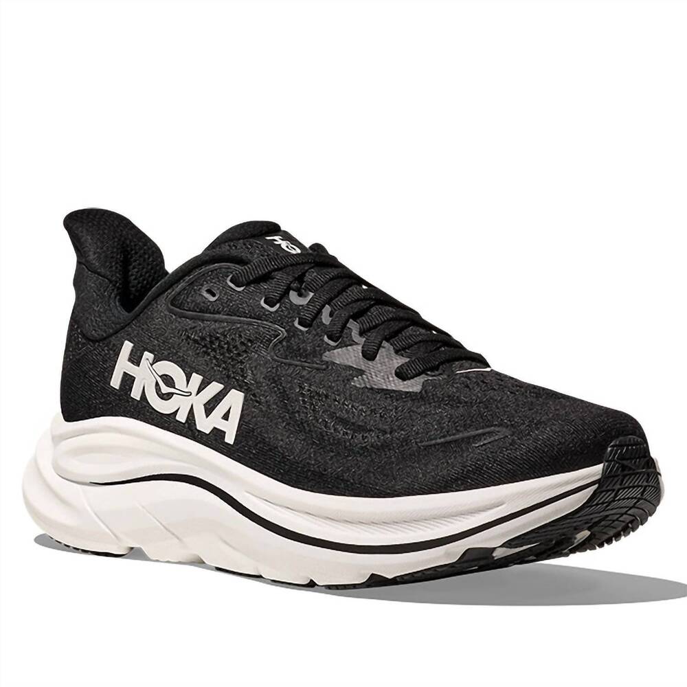 NEW HOKA women's clifton 10 running shoes - x-wide in black / white